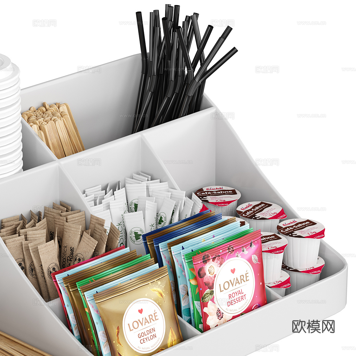 现代咖啡吧台面收纳器3d模型