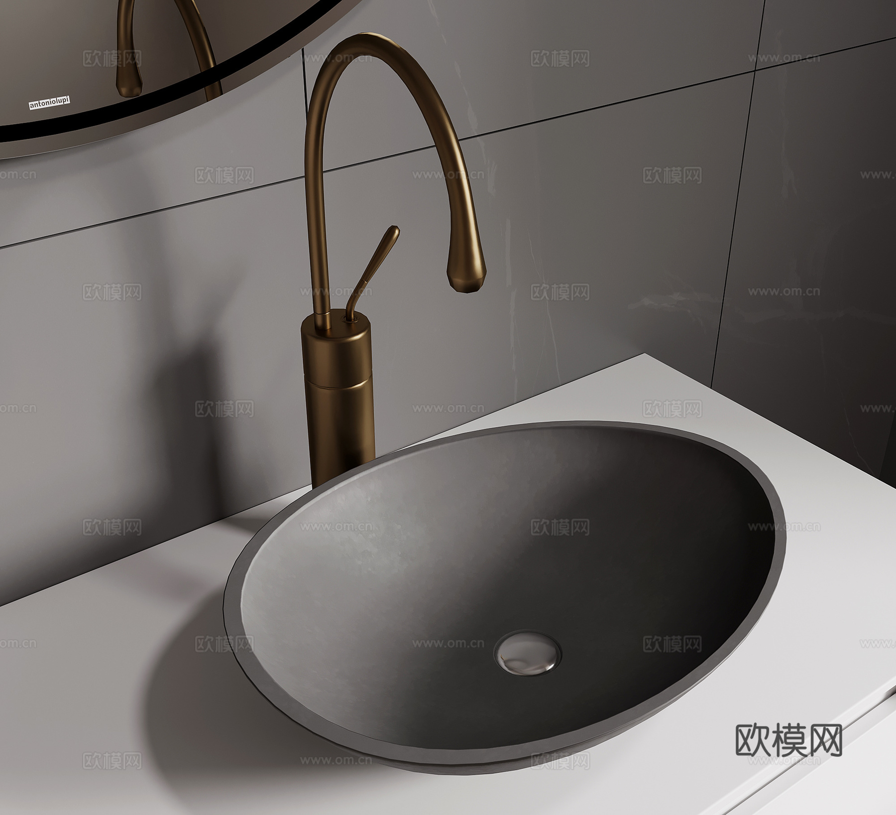 25台盆 现代台上盆 洗手盆 水龙头3d模型