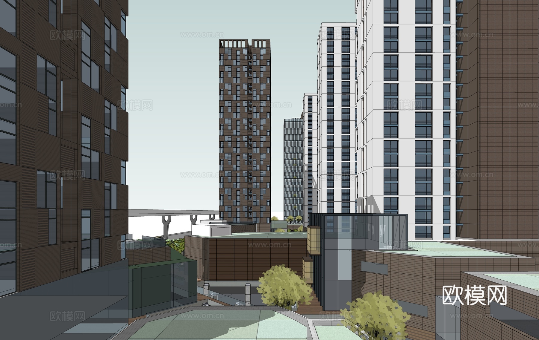 现代商住综合楼su模型下载