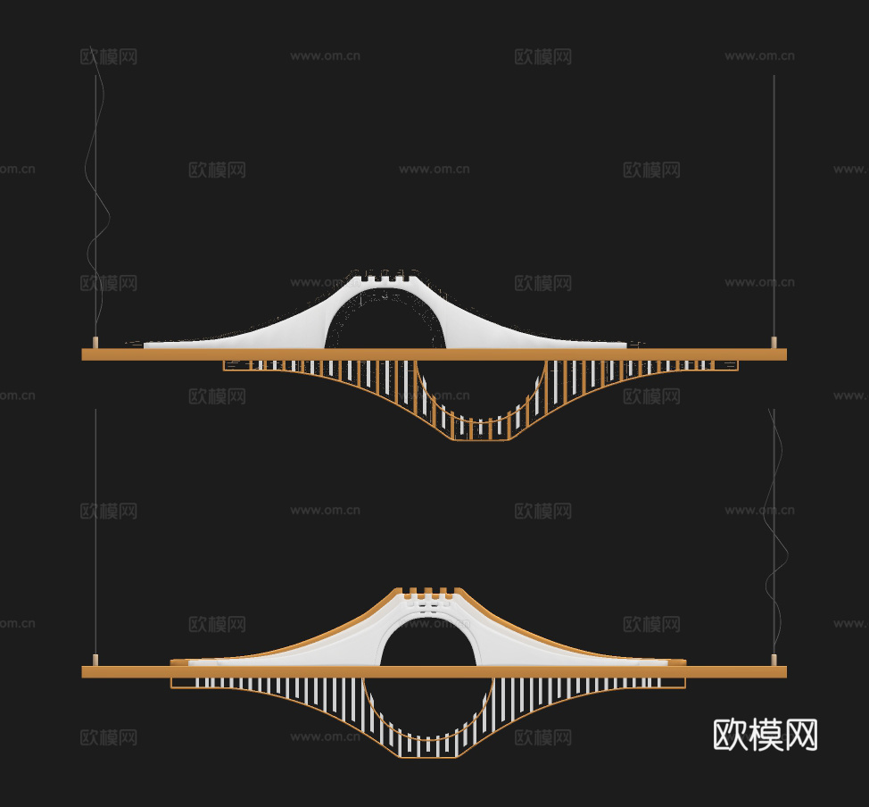 新中式拱桥装饰灯su模型下载