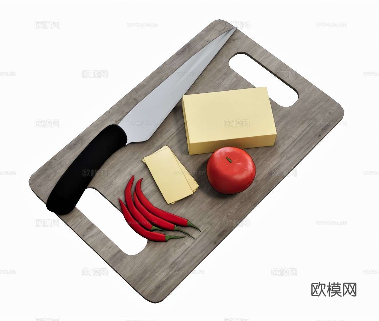 现代刀具砧板su模型下载