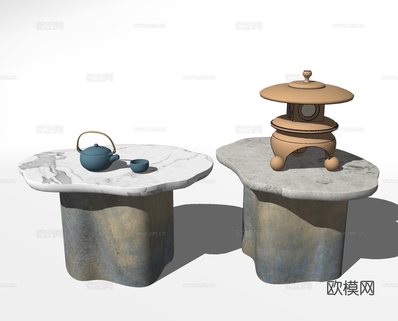 现代大理石边几su模型下载