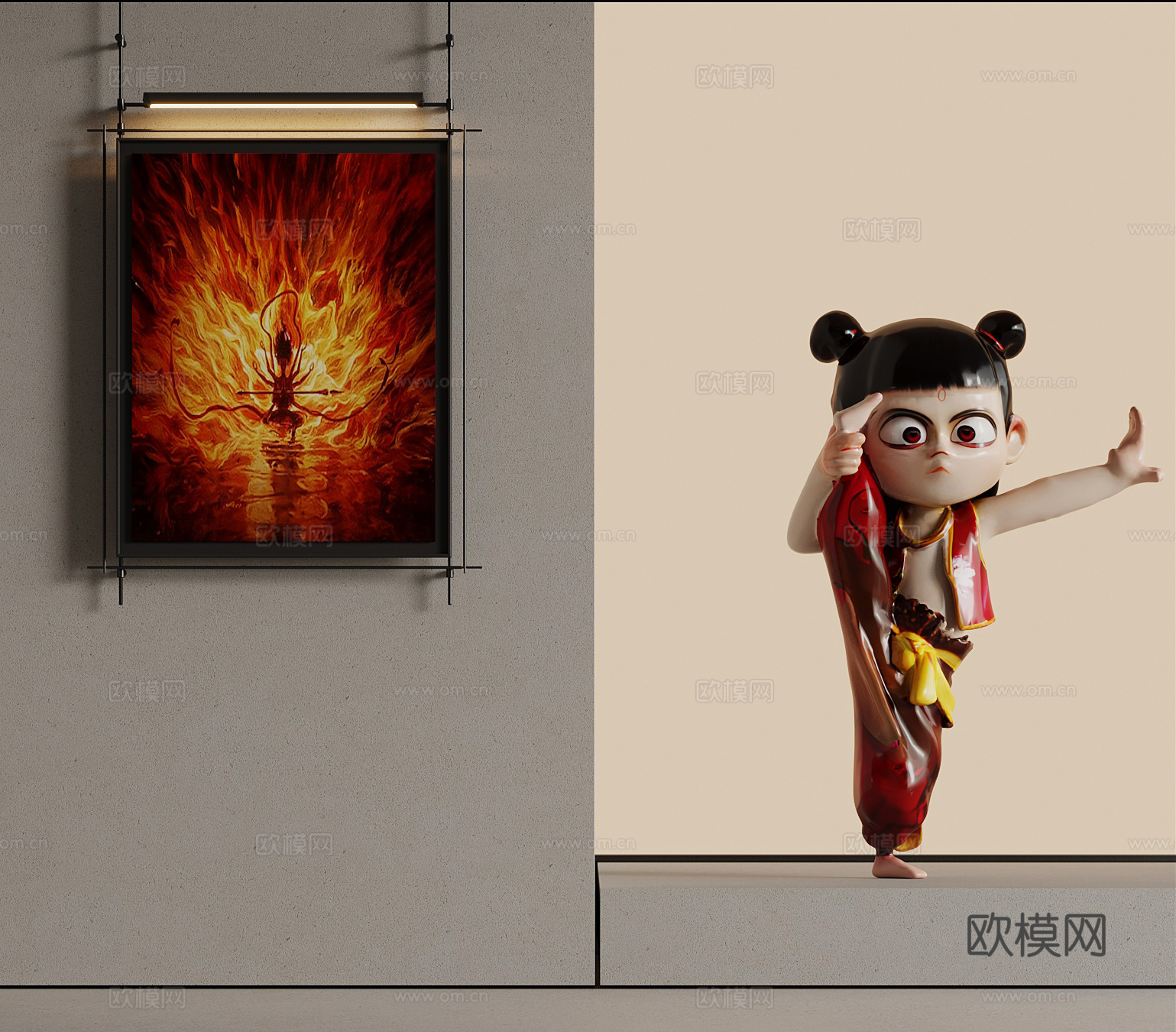 26哪吒 人物摆件 装饰画3d模型