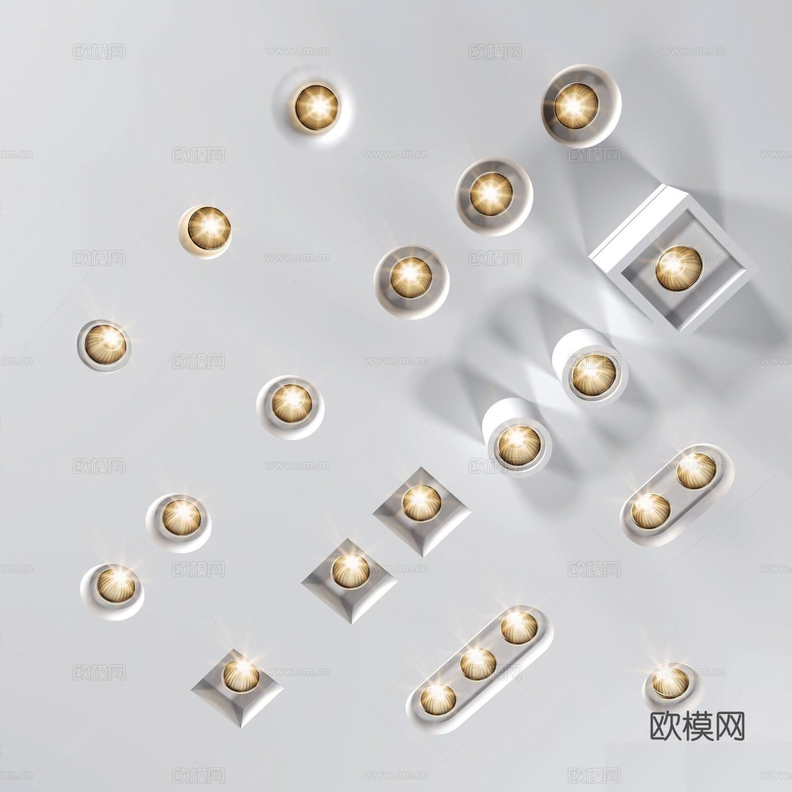 现代筒灯射灯su模型下载