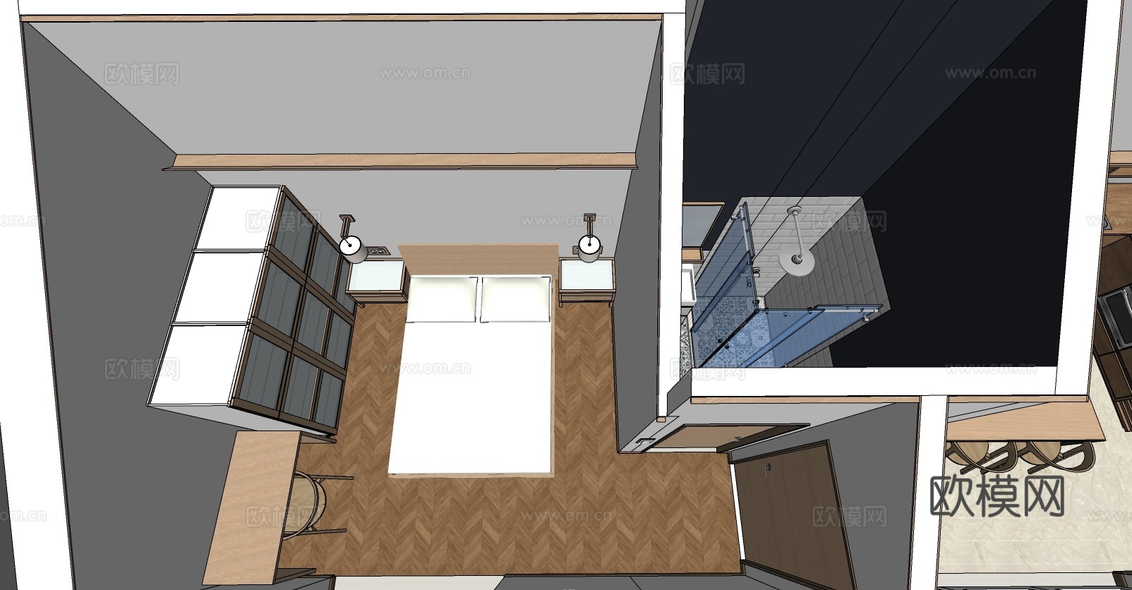 现代全屋家装su模型下载