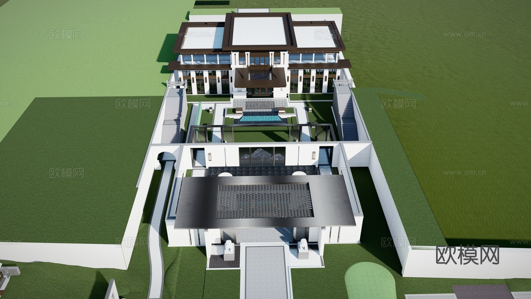 新中式售楼处su模型下载下载（渲染图4）