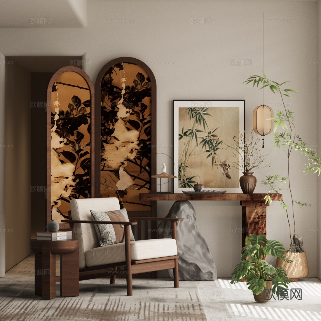 新中式禅意条案 新中式端景条案 新中式玄关条案 新中式端景台3d模型