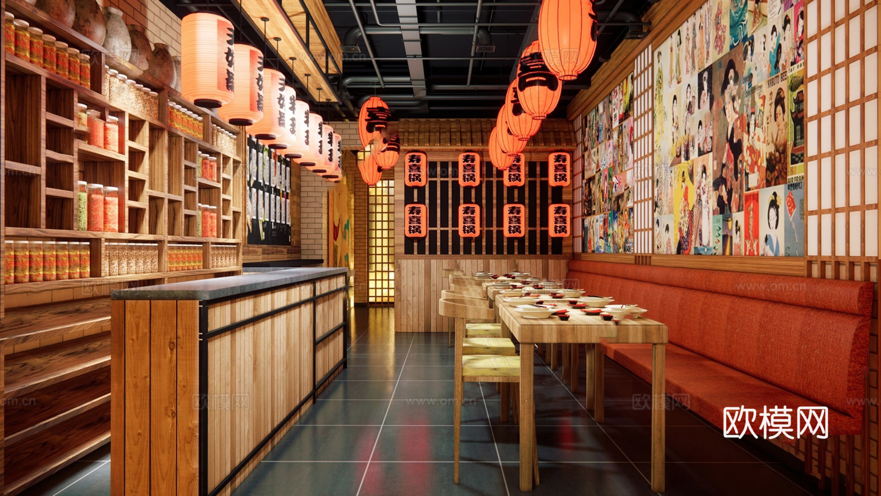 日韩料理店寿司店su模型下载