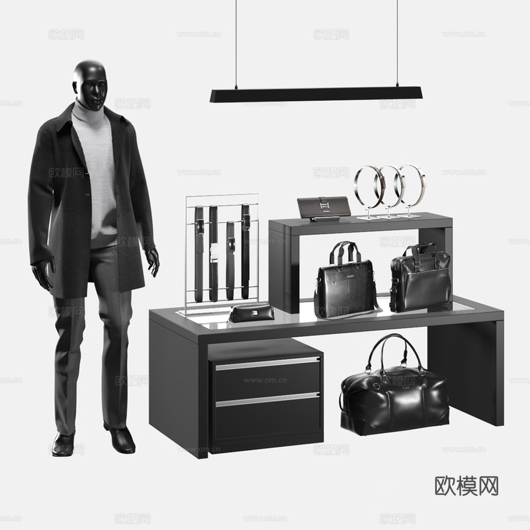 现代模特手提包货架su模型下载