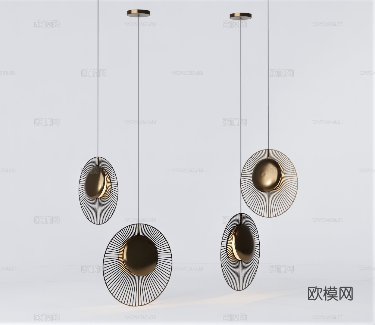 现代金属吊灯su模型下载