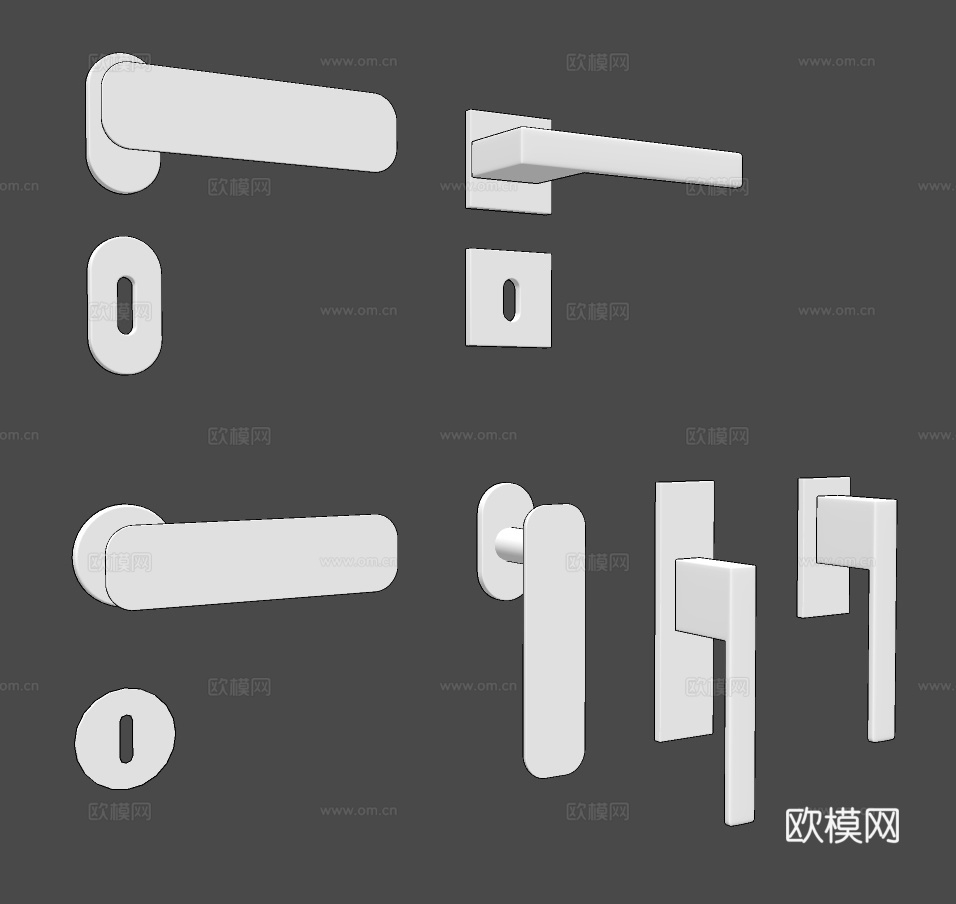 现代不锈钢门把手门拉手su模型下载