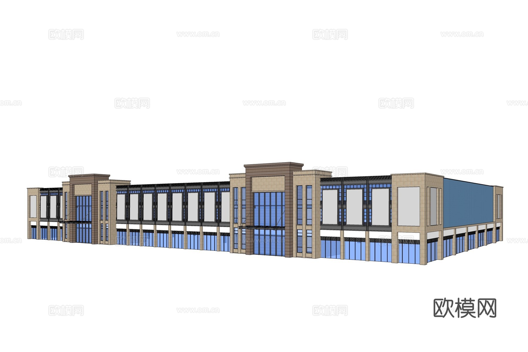 现代工业厂房建筑外观su模型下载