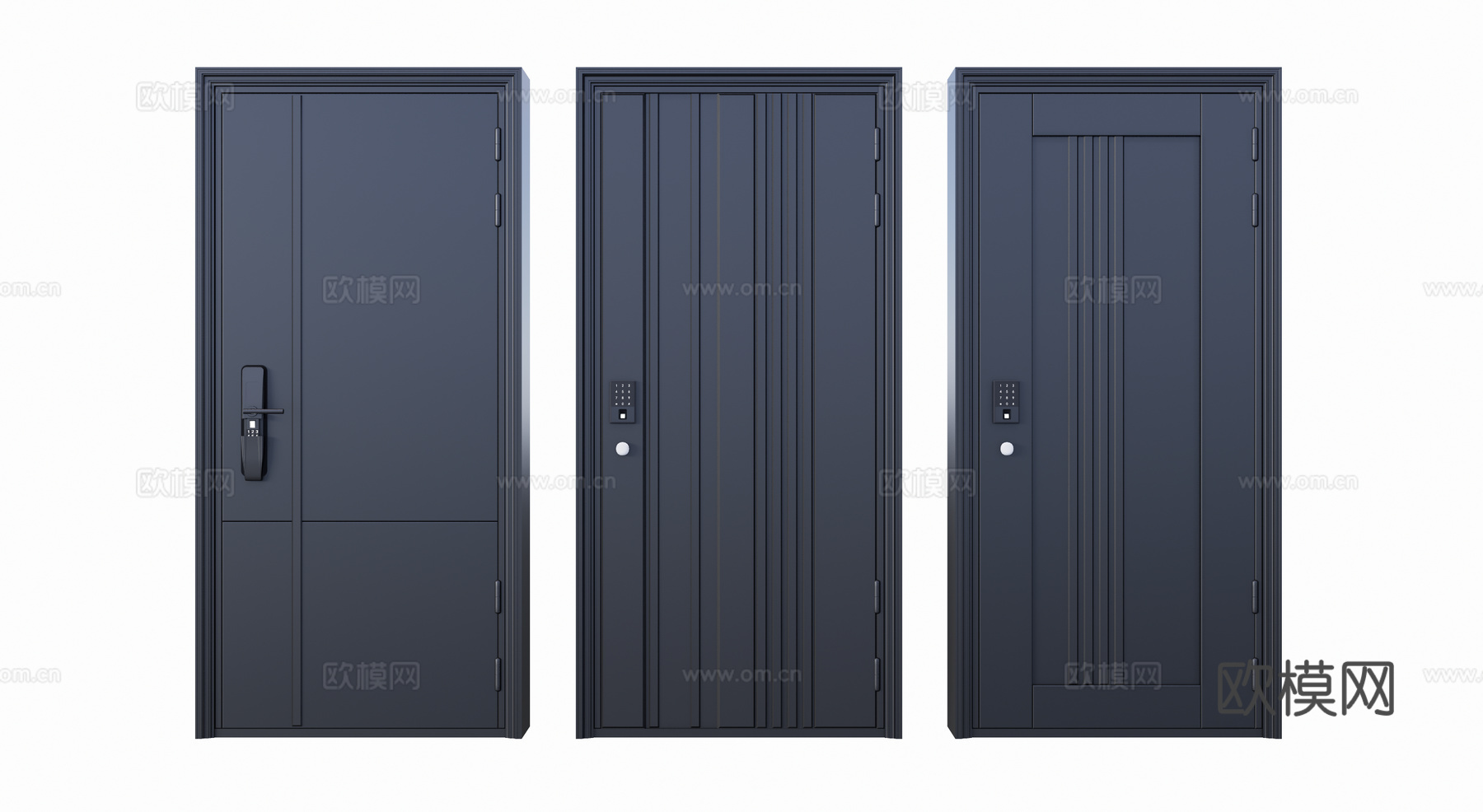 现代密码锁防盗门su模型下载