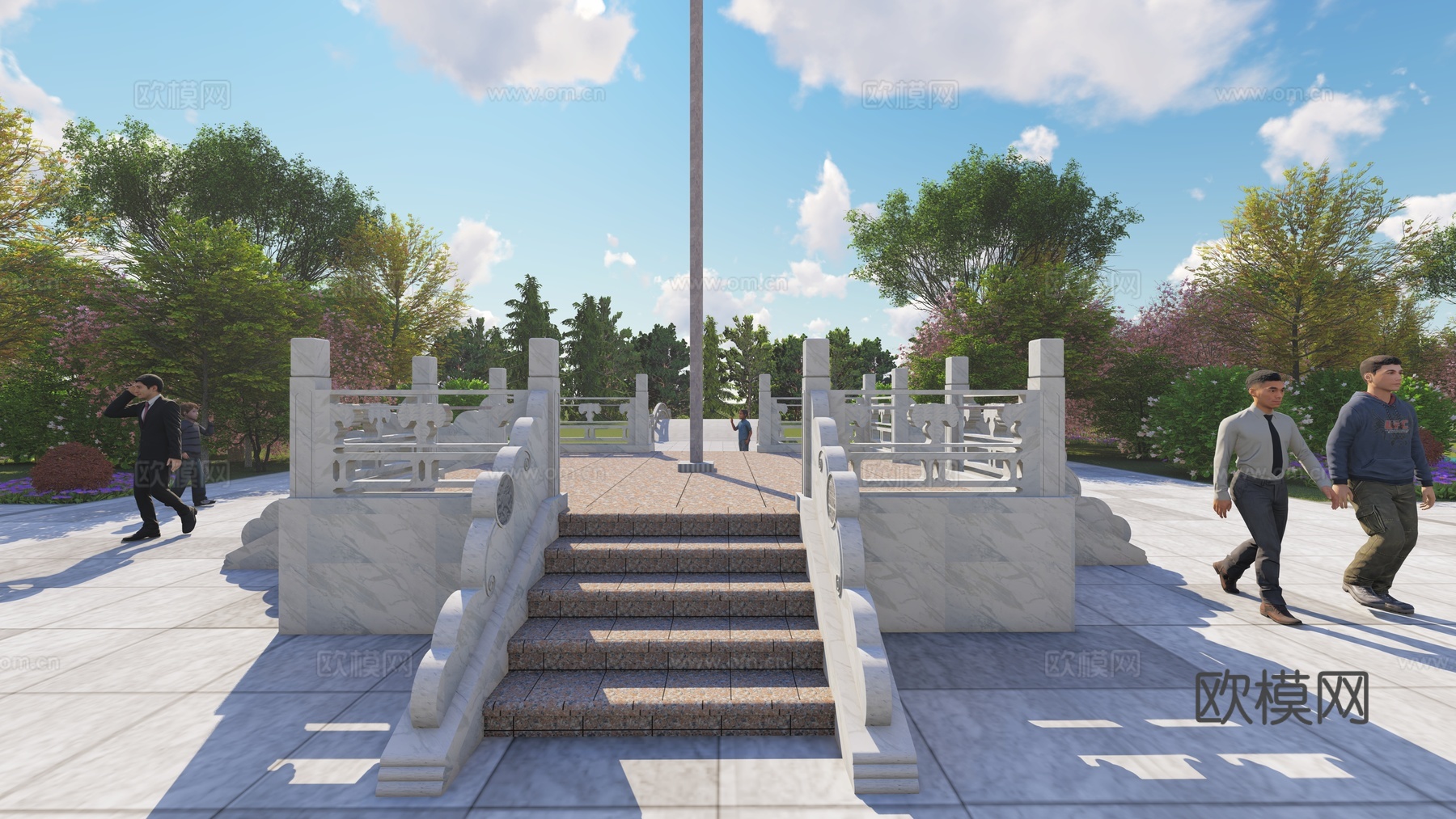 现代升旗台su模型下载下载（渲染图3）