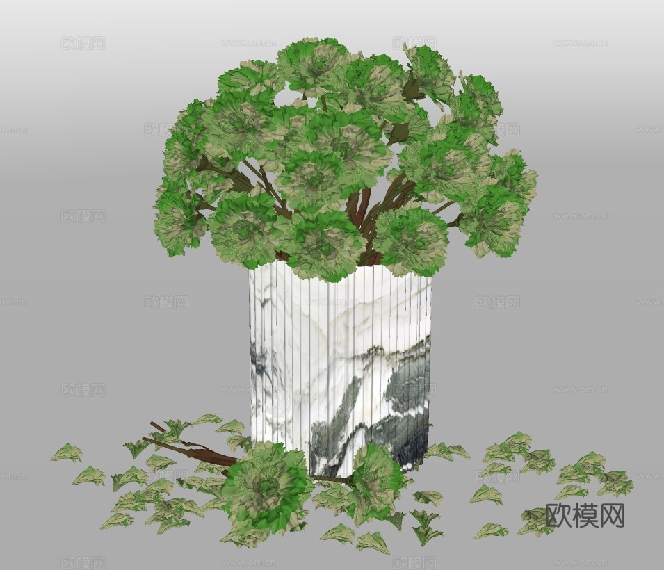 现代绿植盆栽su模型下载