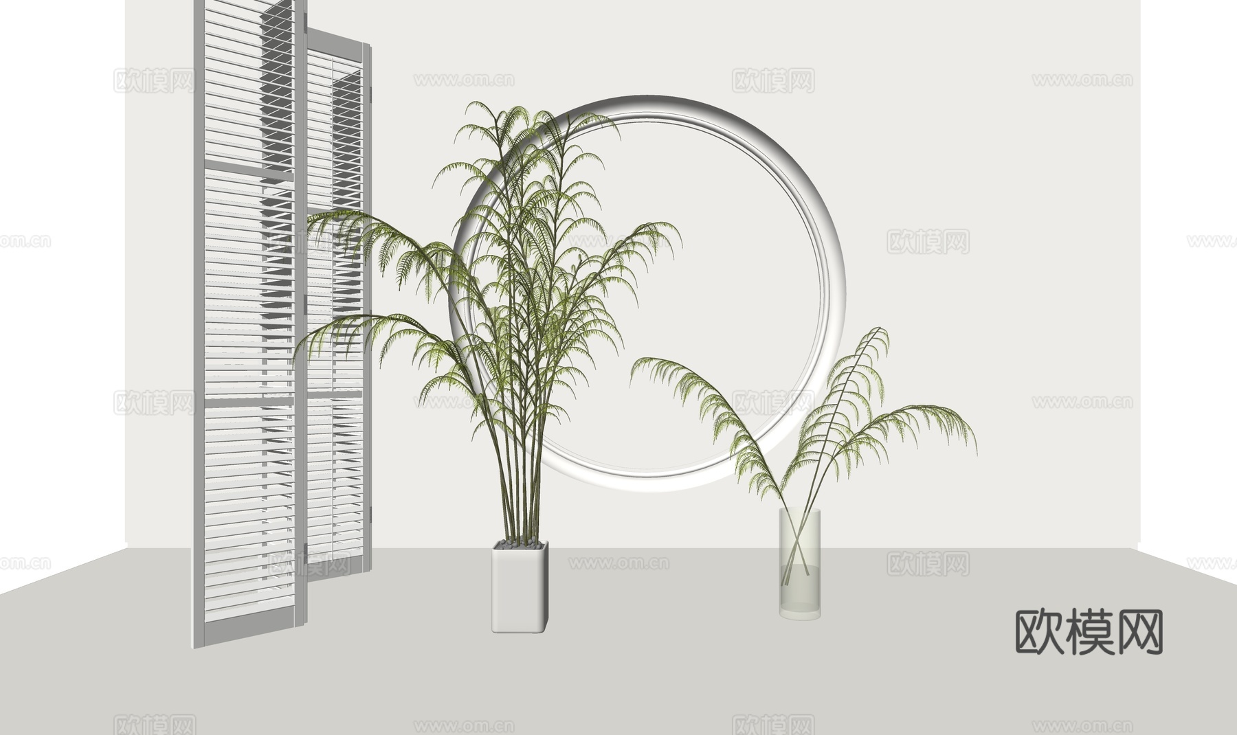 现代水生植物盆栽su模型下载