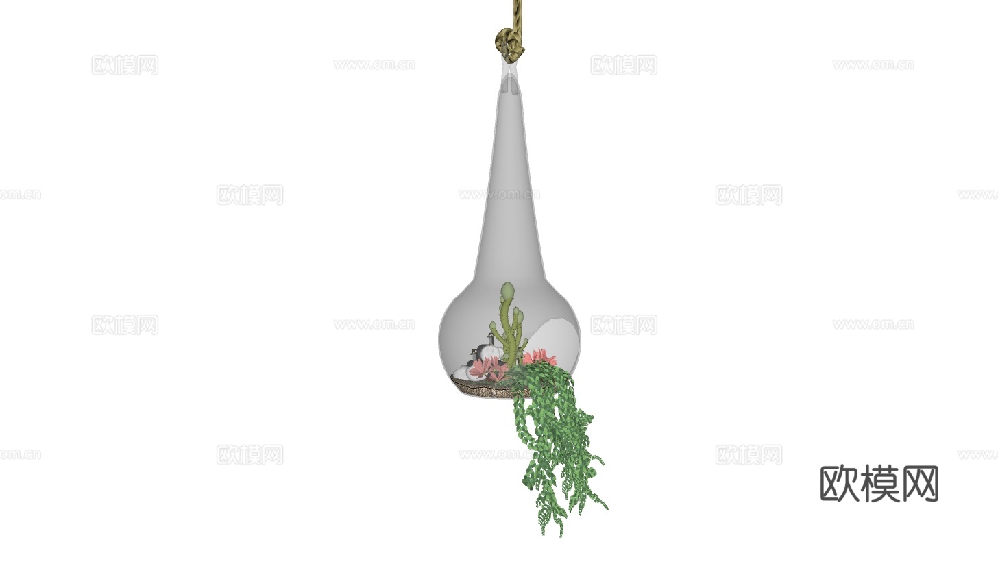 现代吊挂式植物su模型下载