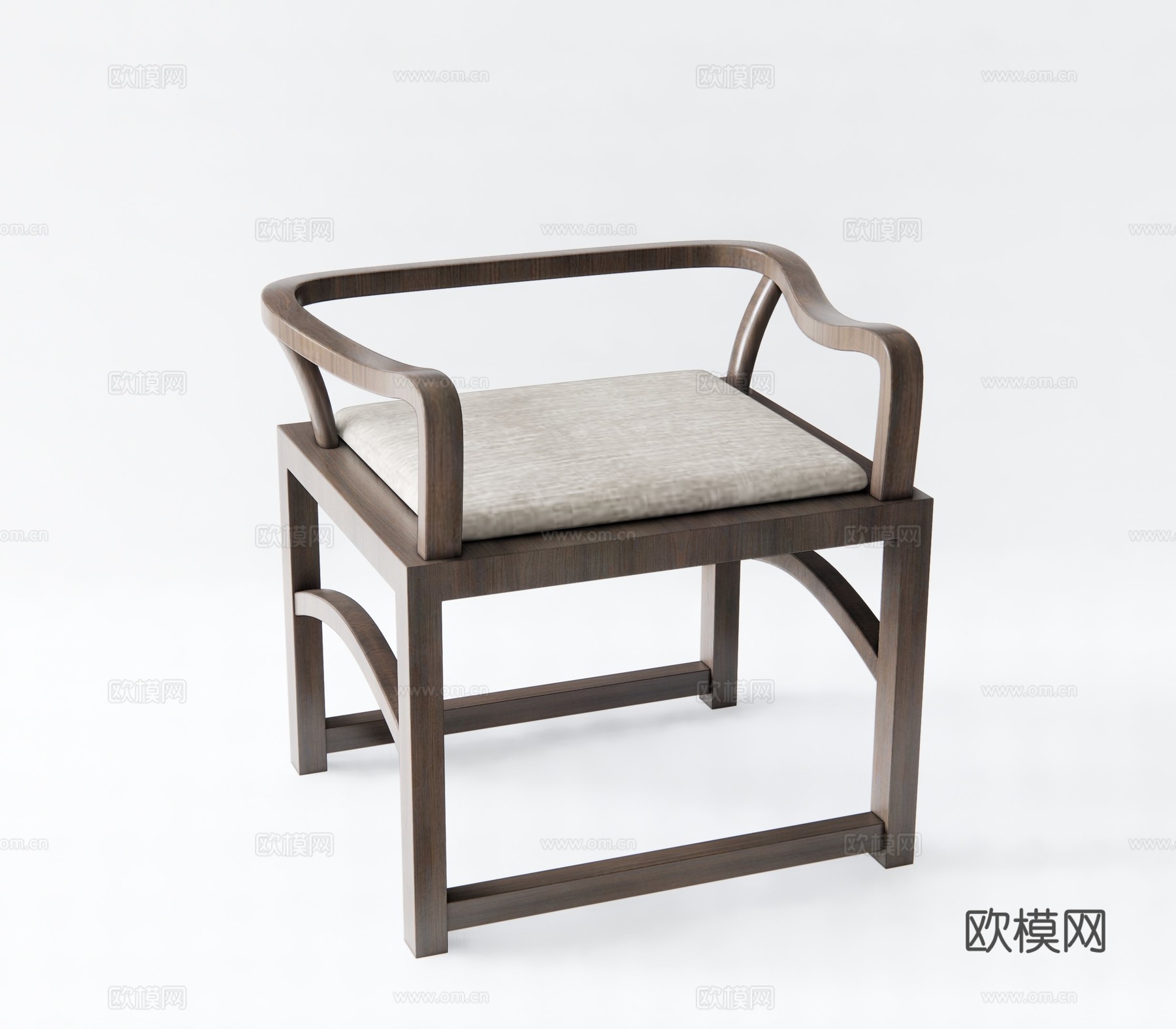 新中式实木休闲椅su模型下载