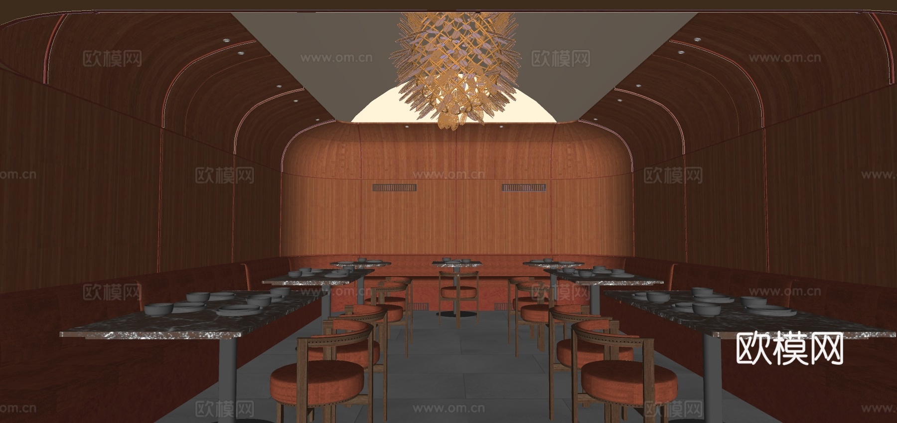 现代西餐厅su模型下载