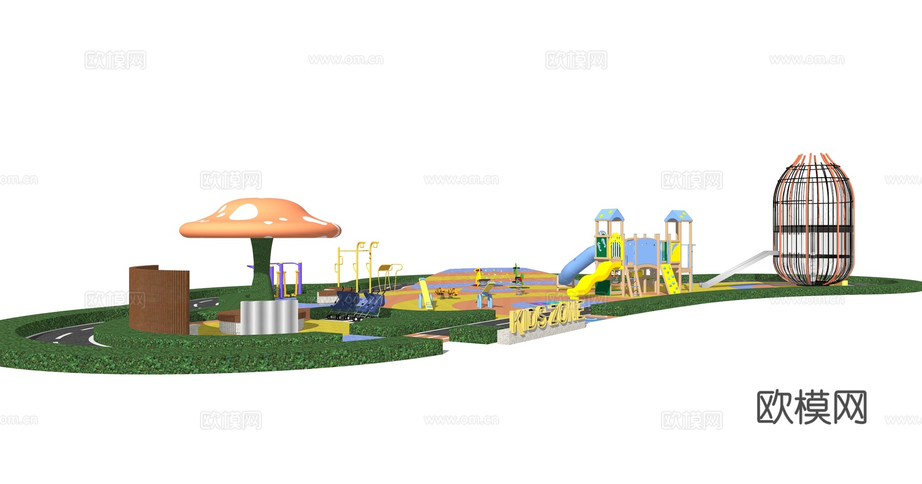 现代儿童游乐场su模型下载下载（渲染图1）