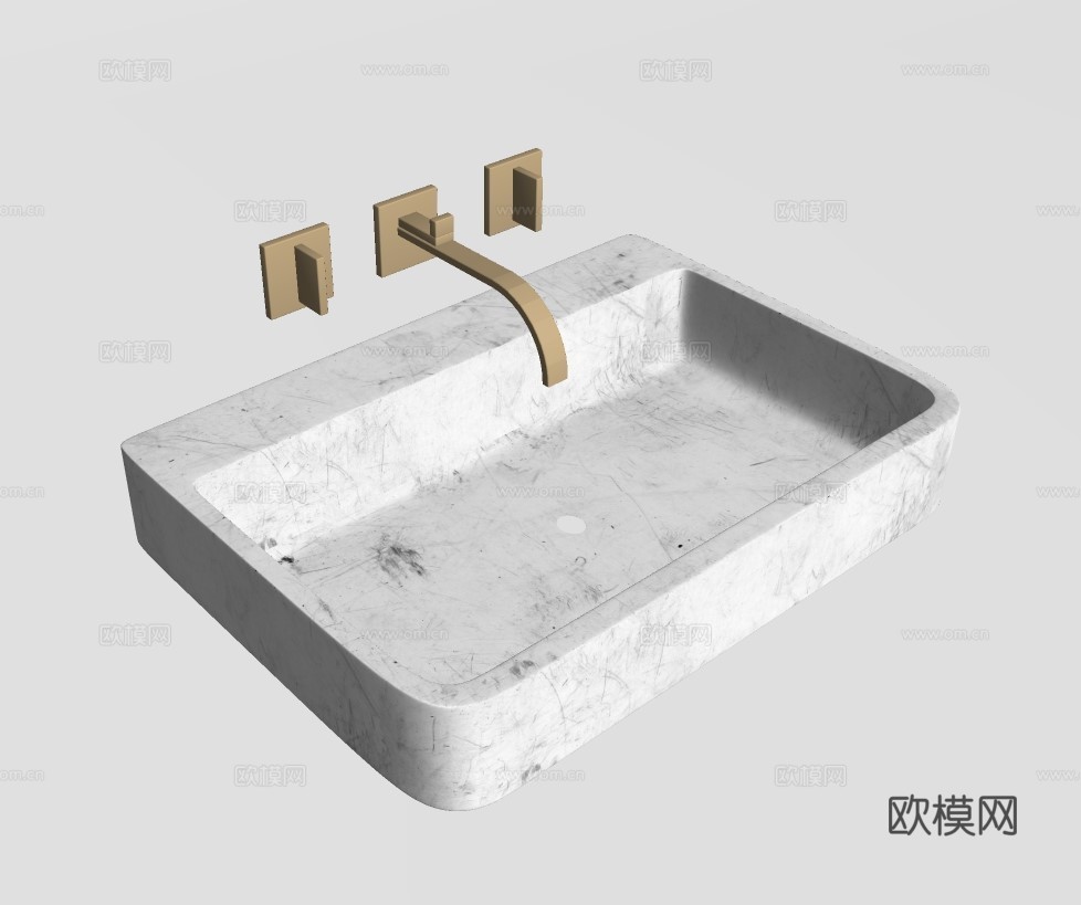 现代洗手台盆su模型下载