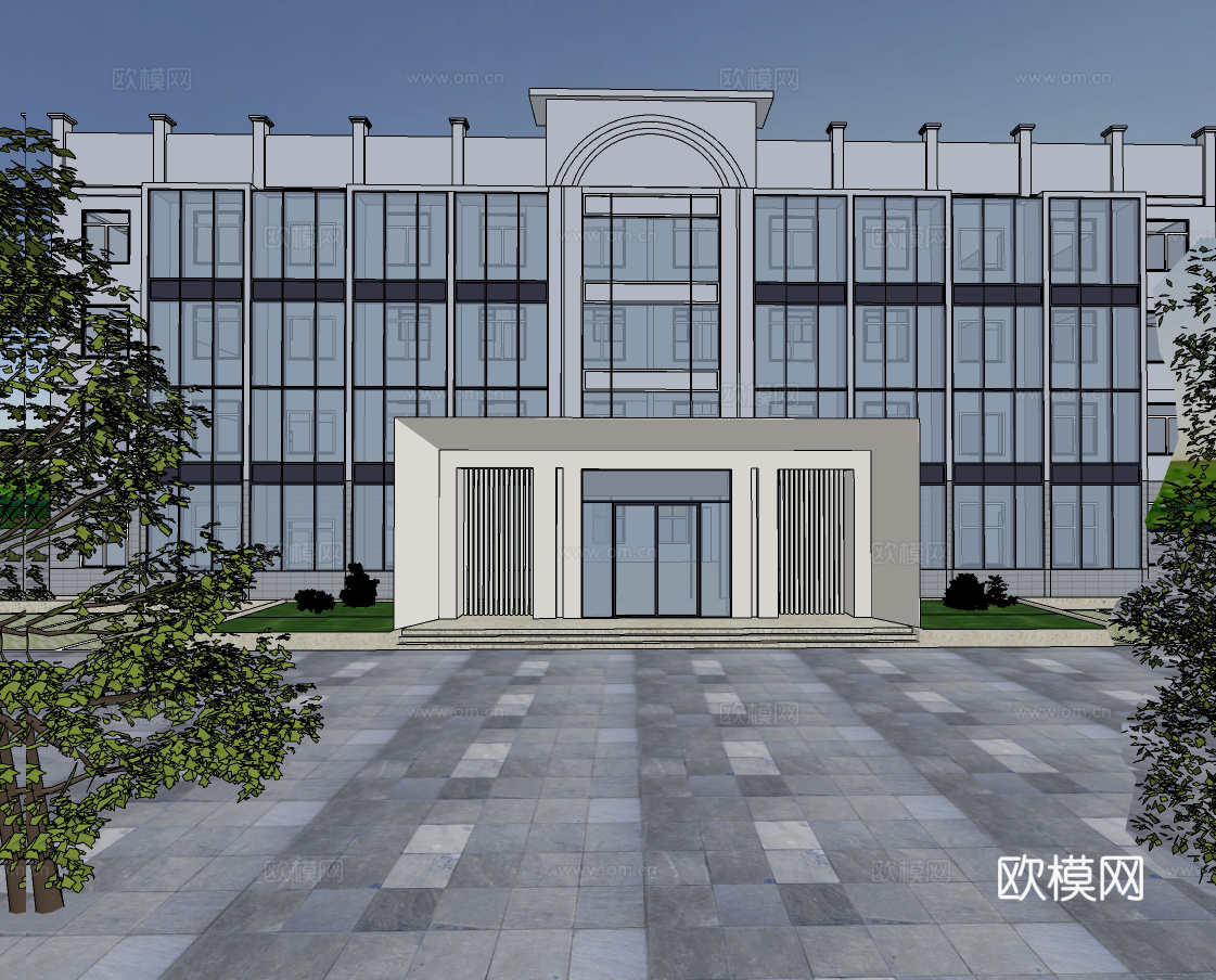 现代办公楼建筑外观su模型下载