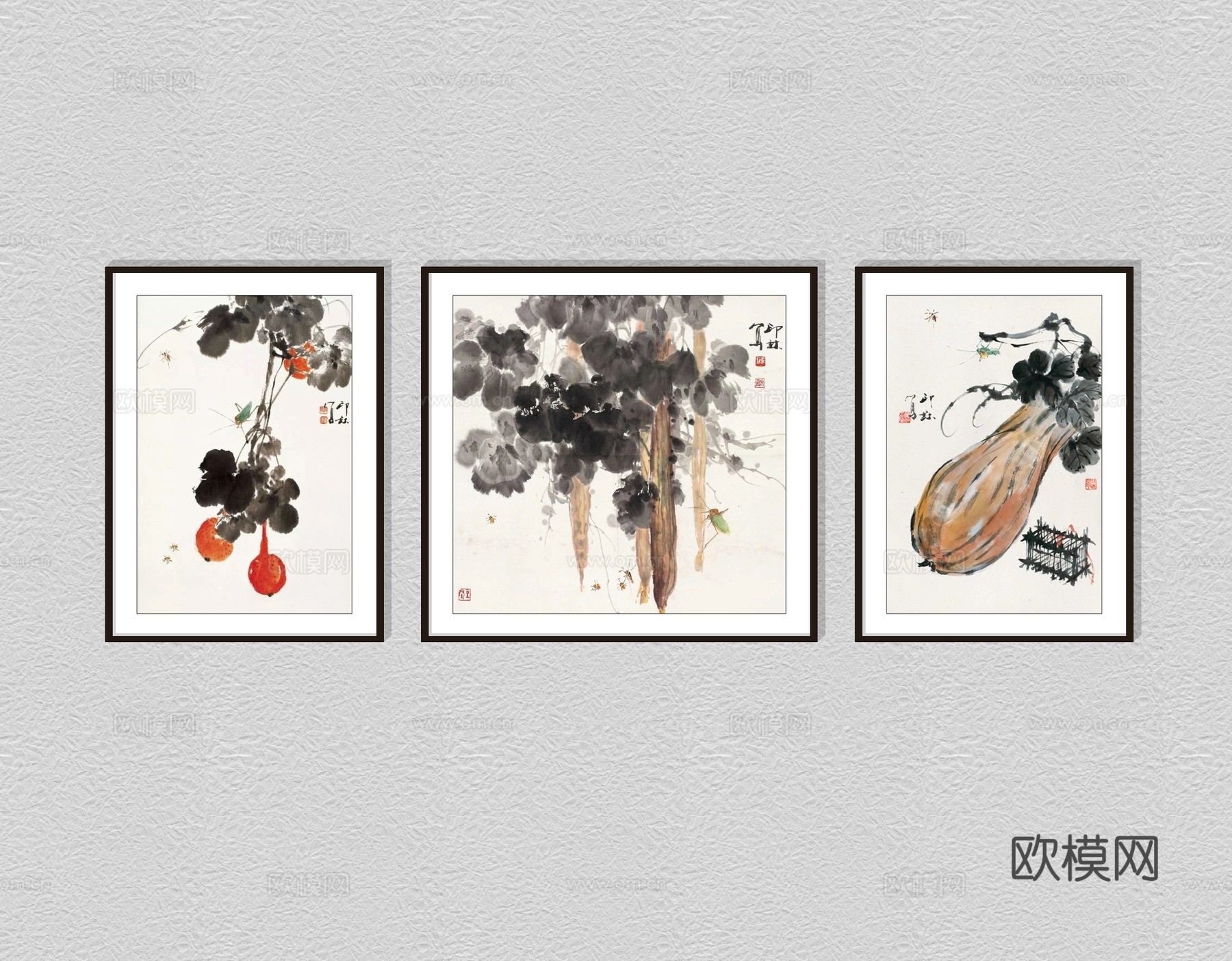 现代油画装饰画su模型下载