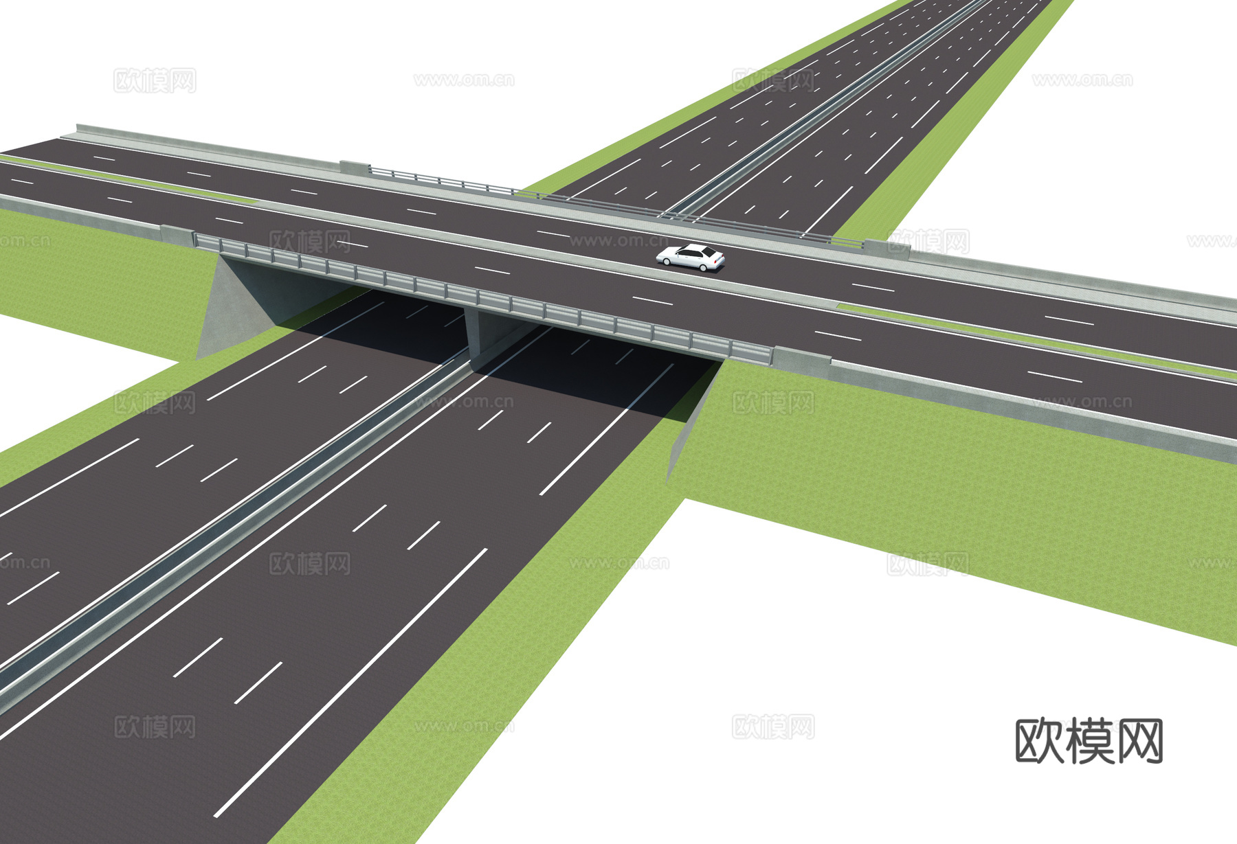 现代立交桥高架桥公路su模型下载