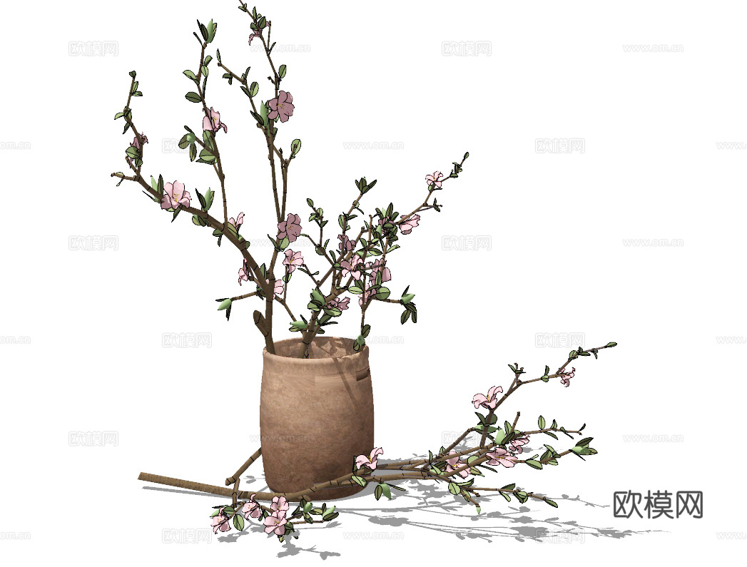 新中式花瓶插花su模型下载
