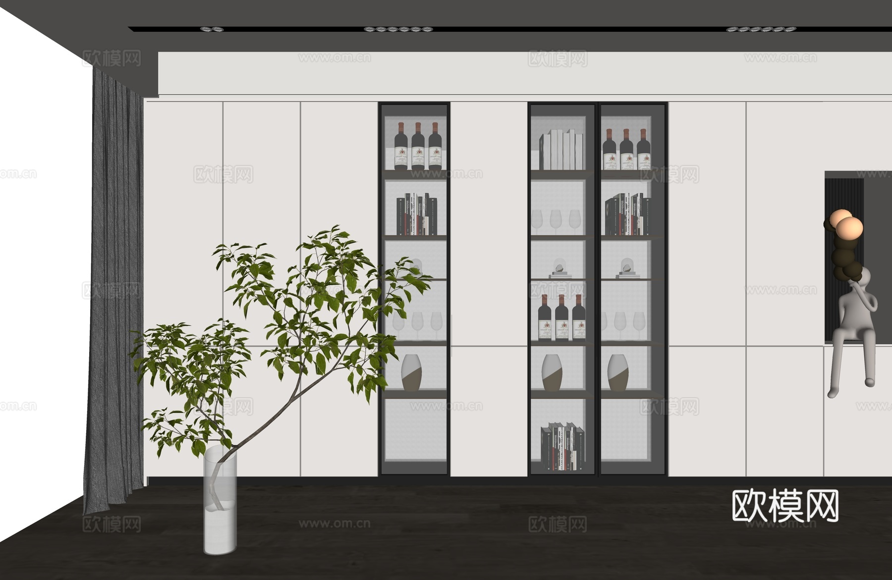现代轻奢酒柜su模型下载