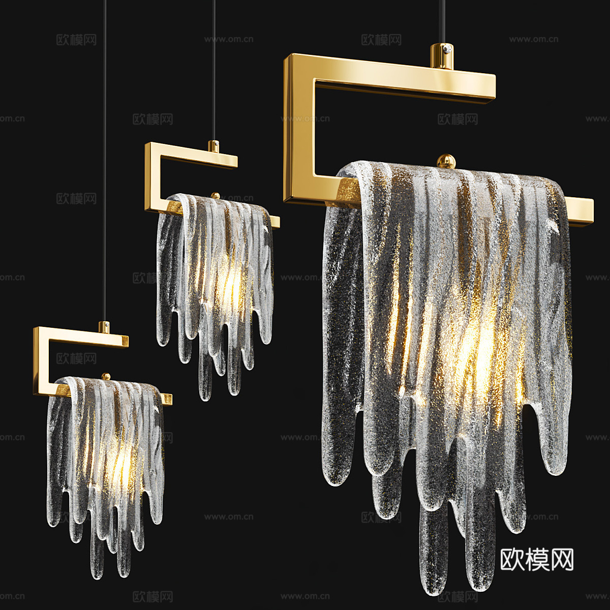 现代轻奢金属玻璃装饰吊灯3d模型