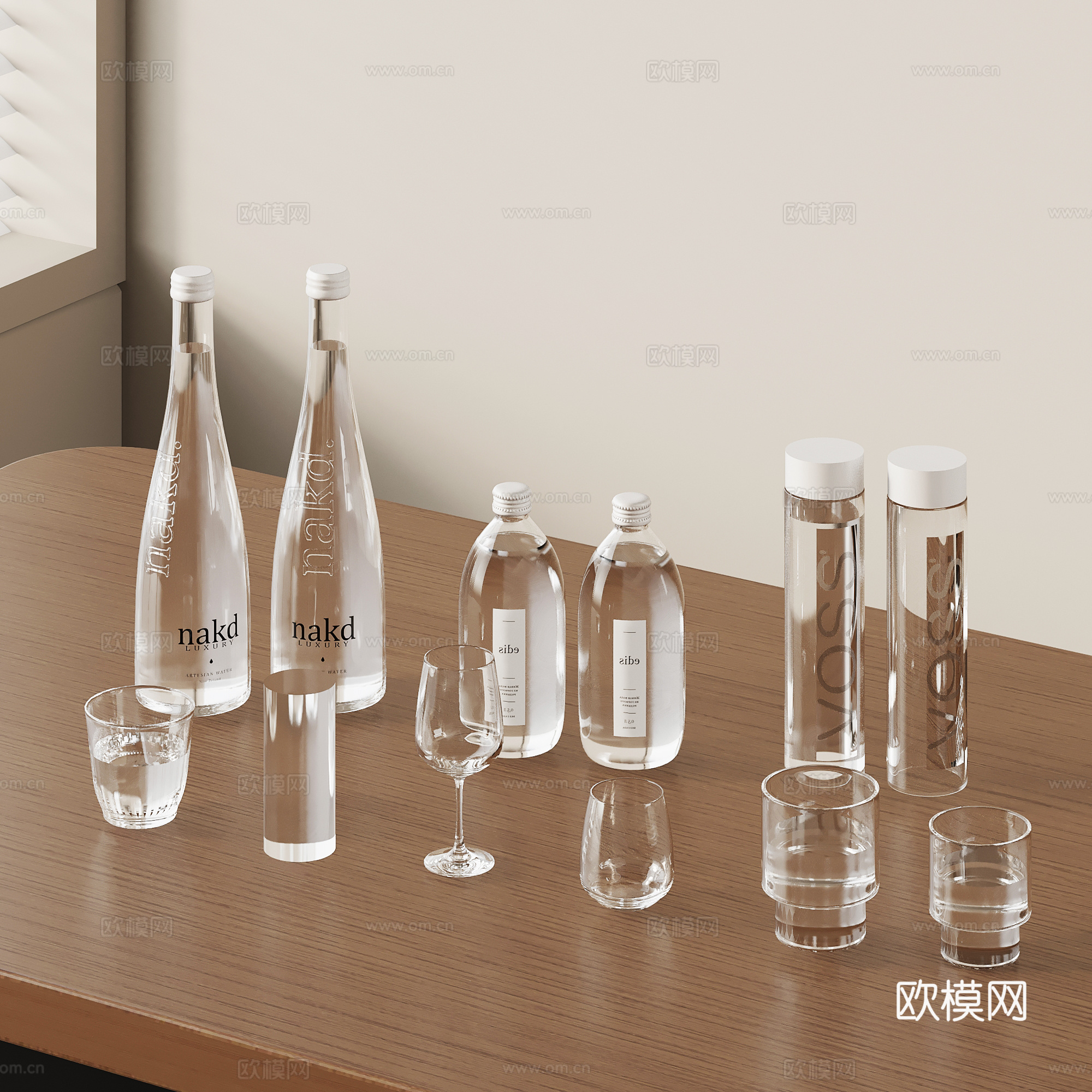 022现代水瓶 水杯 玻璃杯(2018)3d模型