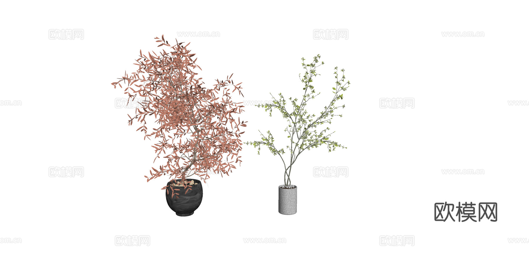现代绿植盆栽su模型下载