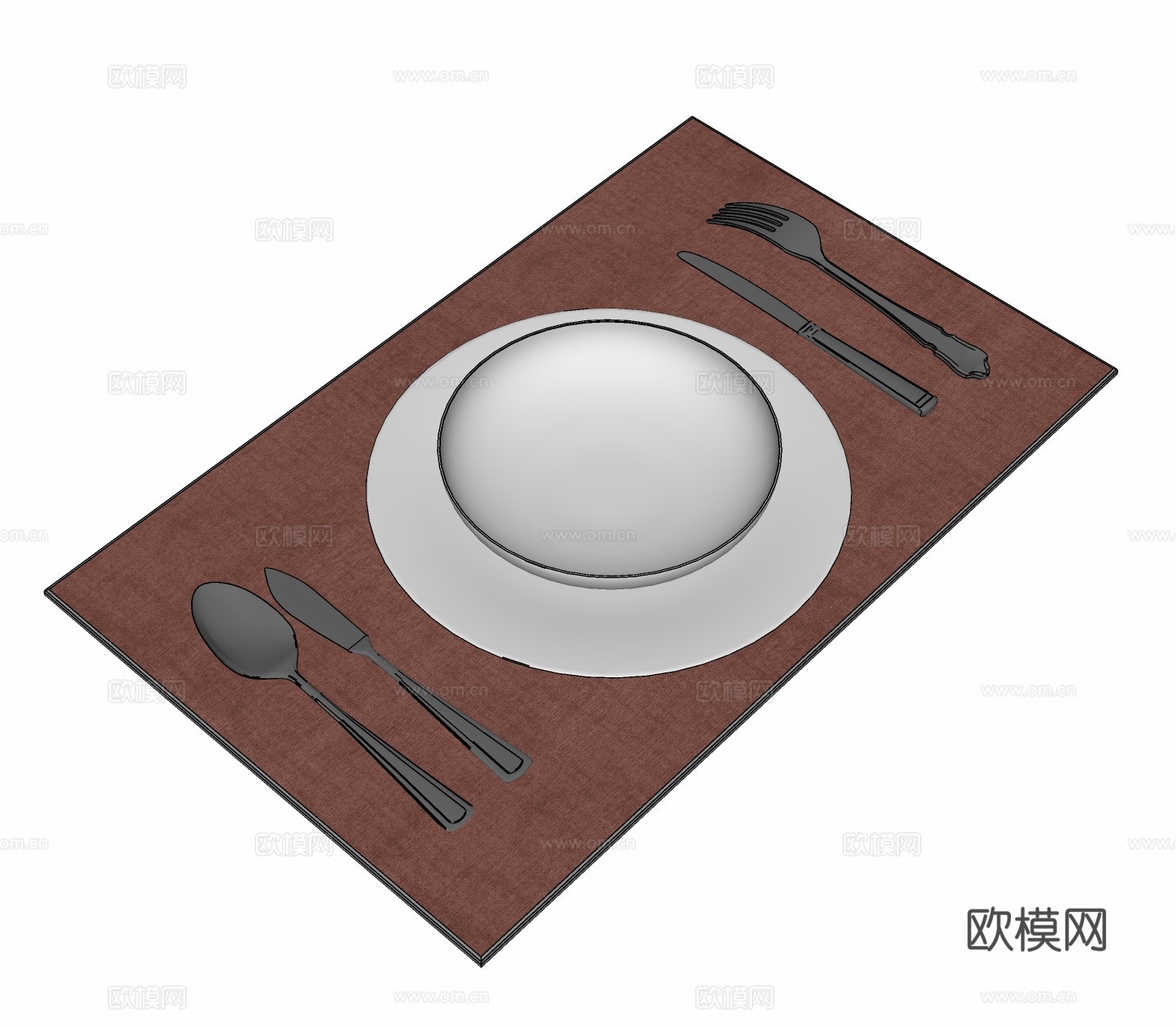 现代西餐餐具su模型下载