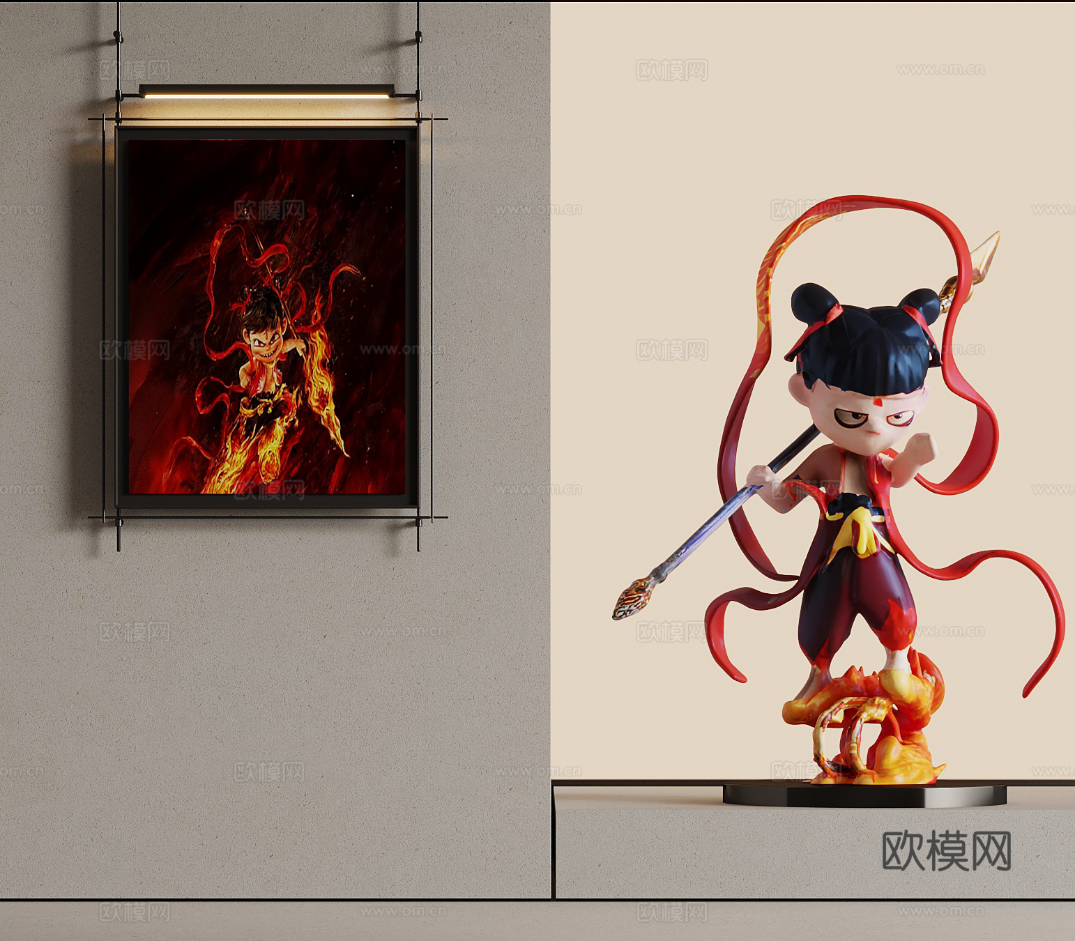 25哪吒 人物摆件 装饰画3d模型