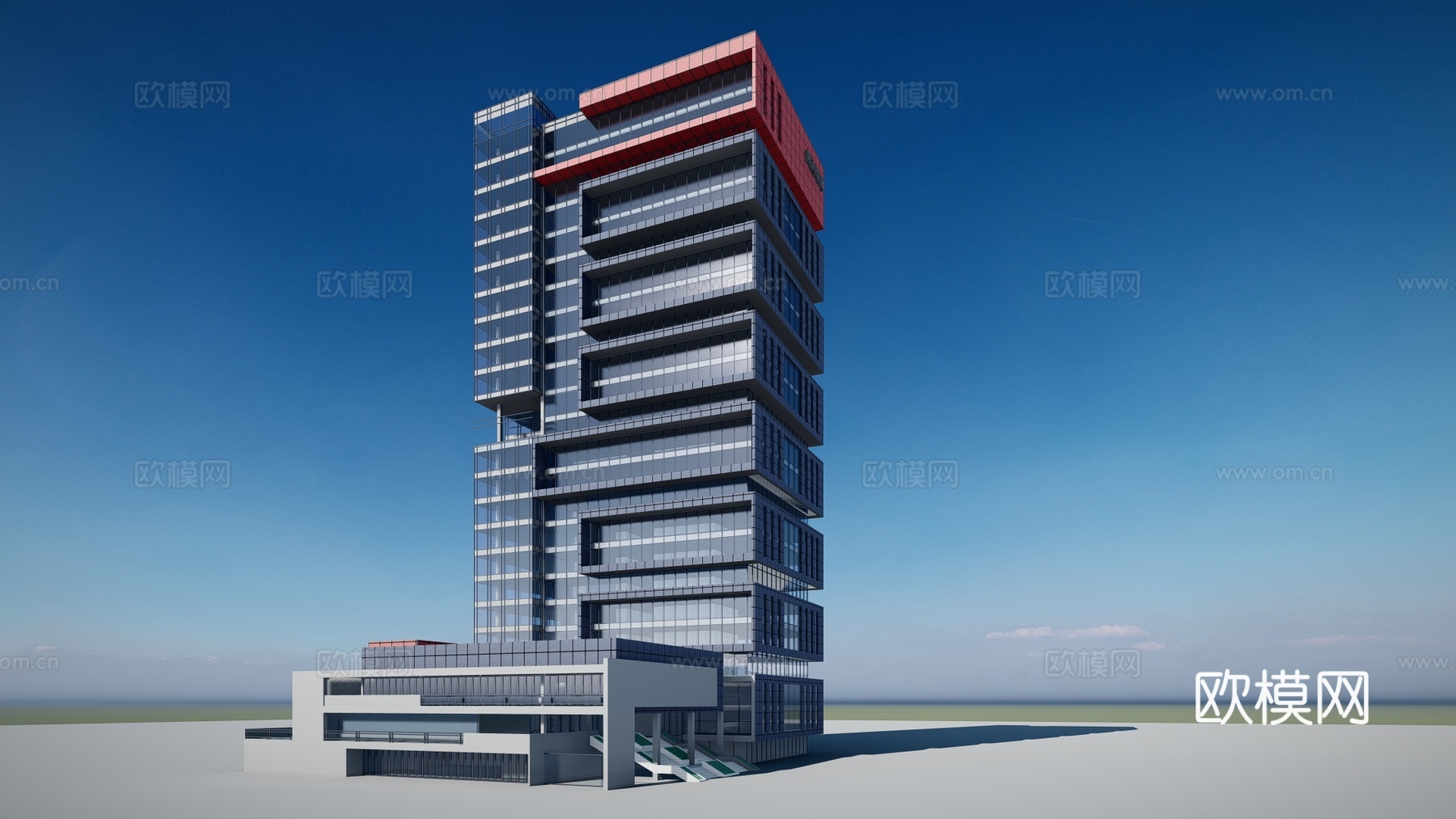 现代办公楼建筑外观su模型下载