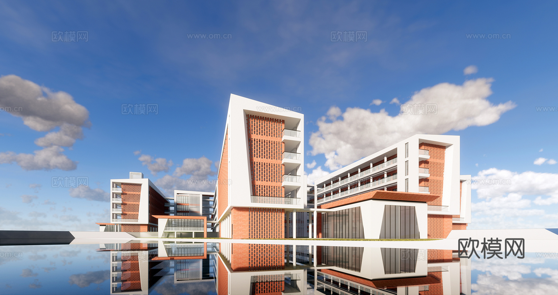 现代学校教学楼su模型下载