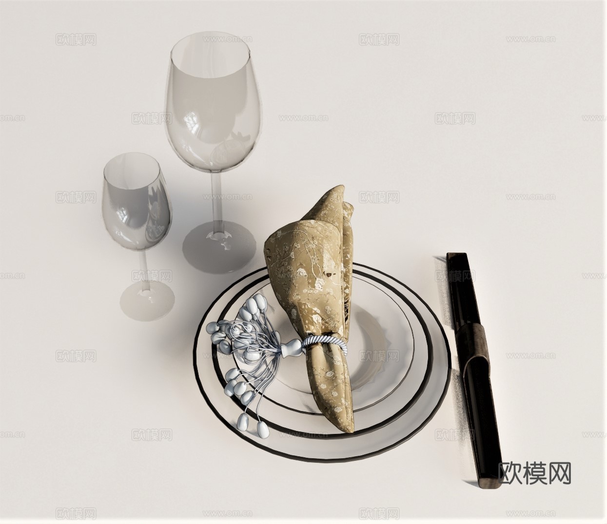 现代酒杯餐具su模型下载