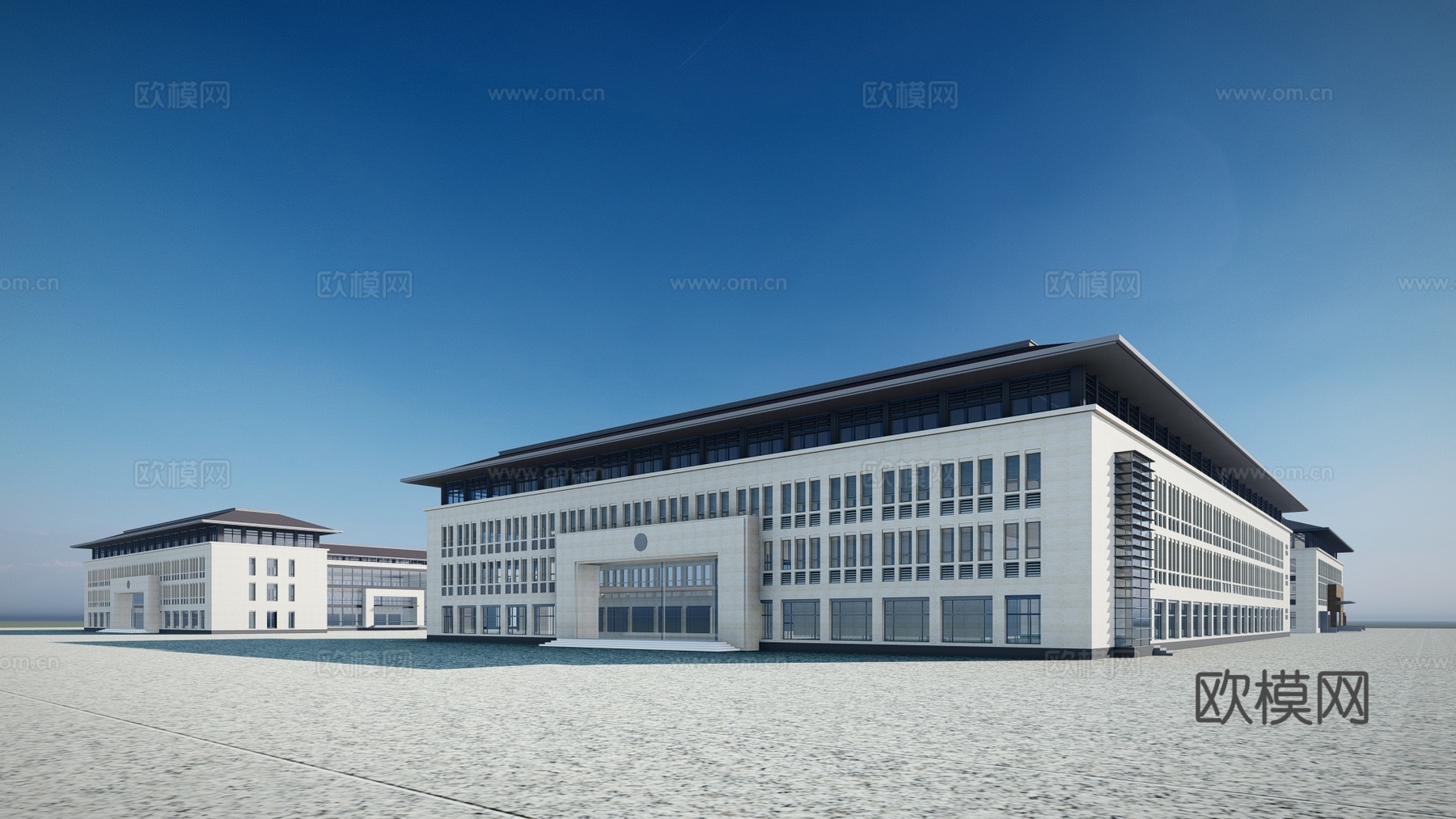 新古典政府办公楼建筑外观su模型下载