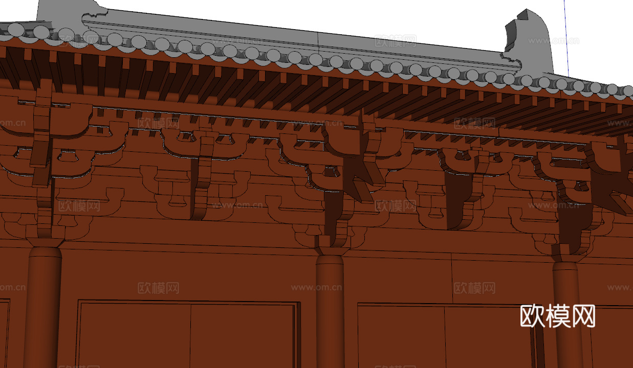中式古建佛光寺大殿su模型下载