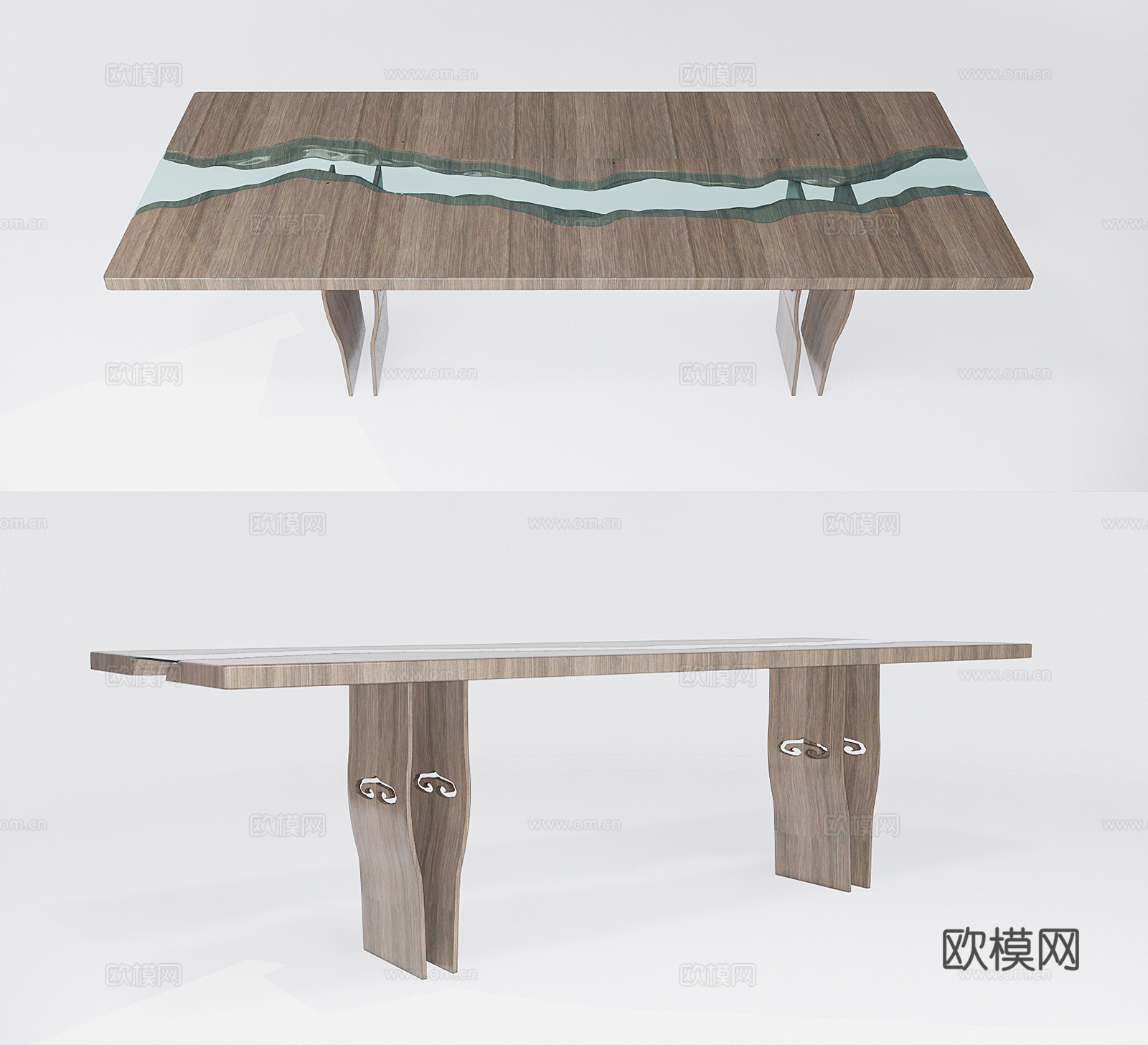 现代条形餐桌su模型下载