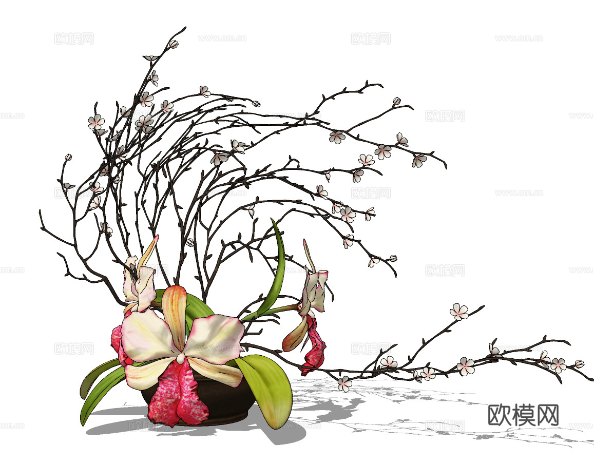 现代花卉插花花艺su模型下载