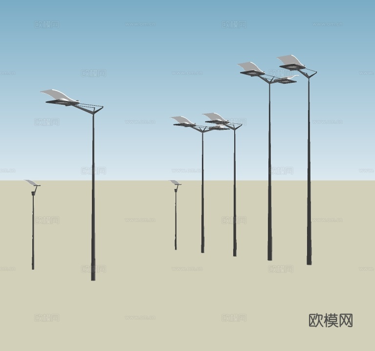 现代立杆路灯su模型下载