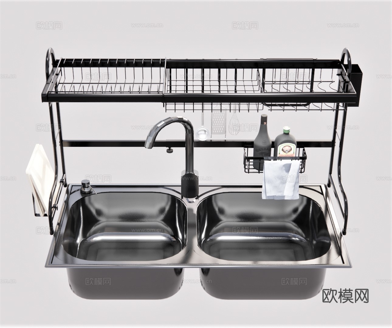 现代水槽洗碗池su模型下载