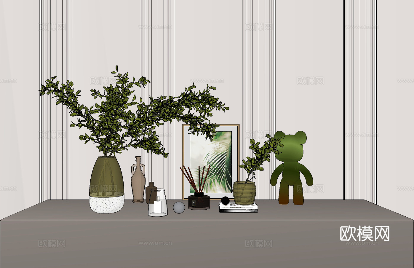 现代花瓶插花饰品摆件su模型下载