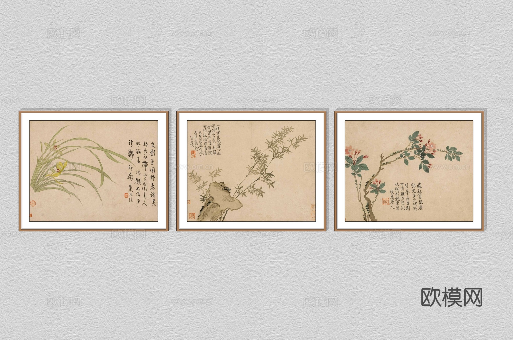 新中式字画装饰画su模型下载