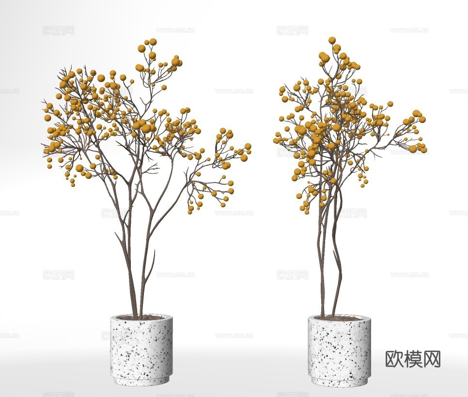 现代植物盆栽su模型下载