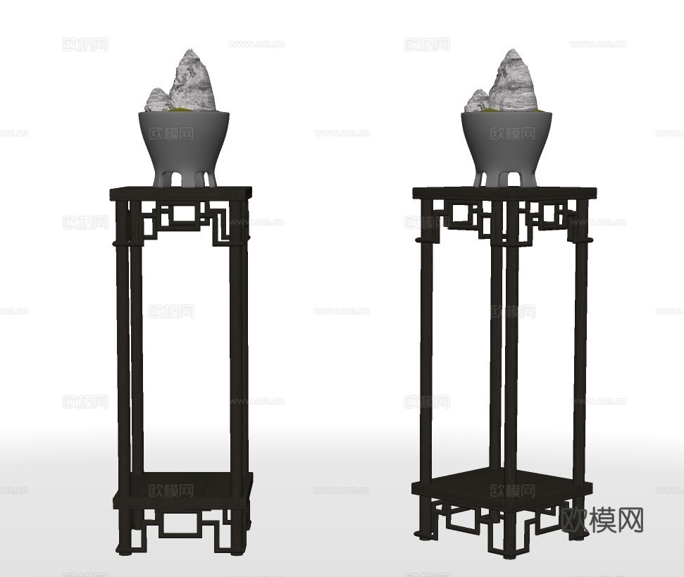 新中式装饰花架su模型下载