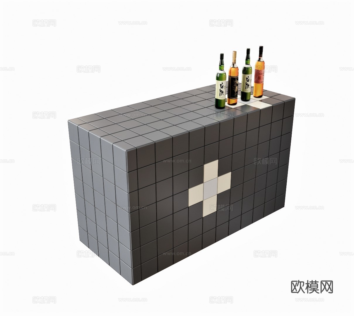 现代水吧台su模型下载