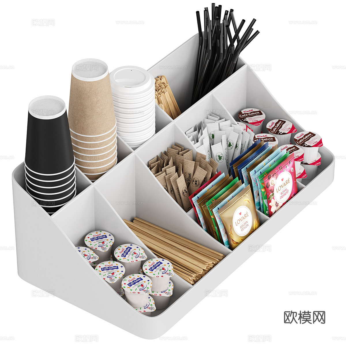 现代咖啡吧台面收纳器3d模型